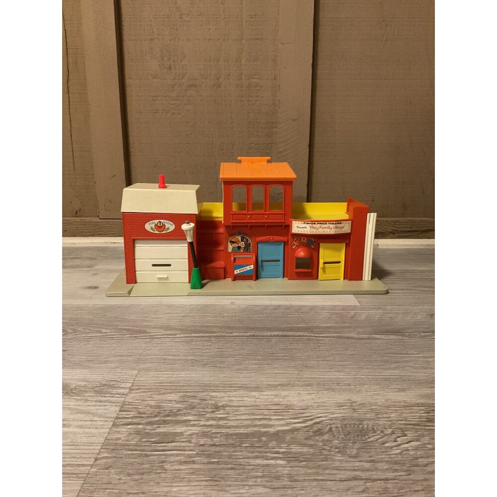 Vintage Fisher Price Little People Play Village With Theater & Restaurant Set